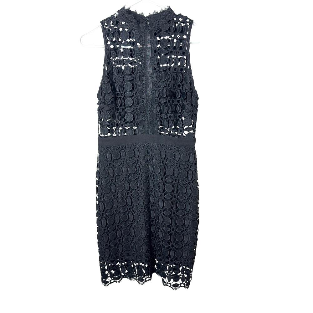 Adelyn Rae Lace Dress Women S Black Sleeveless Mock Neck Midi Whimsygoth